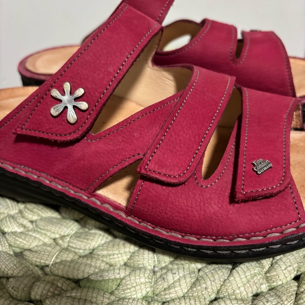 Finn Comfort Grenda Raspberry Nubuck Vienna Slide On Sandals Size 7 - Picture 5 of 11